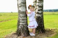 Cute Ukrainian girl playing in the nature Royalty Free Stock Photo