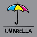 Cute umbrella hand-drawn style, vector illustration.