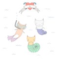Cute under water cats illustration Royalty Free Stock Photo
