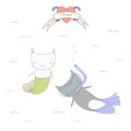 Cute under water cats illustration Royalty Free Stock Photo