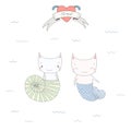 Cute under water cats illustration