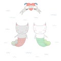 Cute under water cats illustration Royalty Free Stock Photo