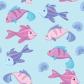 Cute underwater world seamless pattern