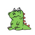 Cute unhappy dinosaur. vector illustration.