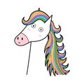 Cute unicorn with beautiful rainbow mane print for kids. Funny magic animal
