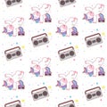 Cute Unicorn Break Dance Hip hop seamless pattern illustration. tape illustration