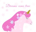 Cute unicorn card and t-shirt design. Lovely pastel colours.