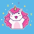 cute unicorn cartoon expression with sweet smile