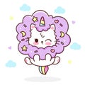 Cute Unicorn Cat Jump In Sweet Cotton Candy. Series Happy Kitten Meow