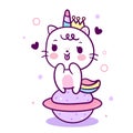 Cute Unicorn cat vector Kawaii animal astronaut cartoon on space pastel color sweet character Illustration Royalty Free Stock Photo