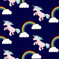 Cute unicorn child seamless pattern.