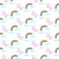 Cute unicorn child seamless pattern.