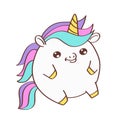 Cute Unicorn Clipart for Kids Holidays and Goods. Happy Clip Art Unicorn Plump. Vector Illustration of an Animal for