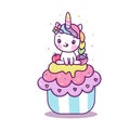 Cute Unicorn cupcake vector, Pony cartoon Kawaii cupcakes: Fabulous fashion fairytale horse party invite