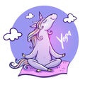 Cute unicorn doing yoga