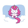 cute unicorn doing yoga in sky