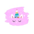 Cute Unicorn Face And Pink Blob Royalty Free Stock Photo