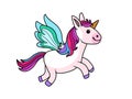 Cute unicorn flying