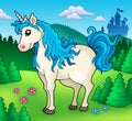 Cute unicorn in forest