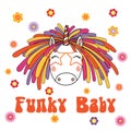 Cute unicorn with funky dreadlocks and glasses Royalty Free Stock Photo