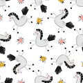 Cute unicorn hand drawn seamless pattern