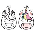 Cute unicorn head childrens coloring book