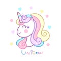 Cute Unicorn head vector, Unicorn icon, Pony cartoon Kawaii animal Pastel color: Fabulous fashion fairytale horse party invite