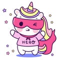 Cute Unicorn hero vector rainbow pony cartoon pastel background