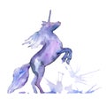 Cute unicorn horse animal horn character. Watercolor background illustration set. Isolated unicorn illustration element. Royalty Free Stock Photo