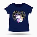 Cute Unicorn illustration on T Shirt kids template