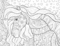 Adult coloring book,page a cute unicorn image for relaxing.Zen art style illustration. Royalty Free Stock Photo