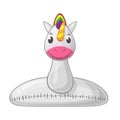 Cute Unicorn inflatable swim ring - front view cartoon style