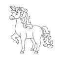 Cute unicorn. Magic fairy horse. Coloring book page for kids. Cartoon style. Vector illustration isolated on white background Royalty Free Stock Photo