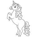 Cute unicorn. Magic fairy horse. Coloring book page for kids. Cartoon style. Vector illustration isolated on white background Royalty Free Stock Photo