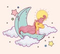 cute unicorn moon