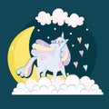 cute unicorn moon Royalty Free Stock Photo