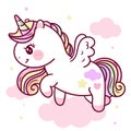 Cute Unicorn pegasus vector on sky with sweet heart and cloud pony cartoon pastel background Valentines day Royalty Free Stock Photo