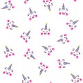 Cute unicorn pig seamless pattern