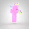 Cute unicorn pink letter F lowercase