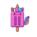 cute unicorn popsicle cartoon desin vector