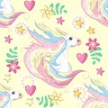 Cute unicorn, princess concept, girl beauty seamless pattern. cartoon design. Royalty Free Stock Photo