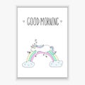 Cute unicorn print for kids. good morning card