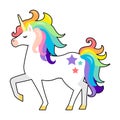 Cute unicorn with rainbow hair. Vector cartoon character illustration. Design for child card, t-shirt. Girls, kid design