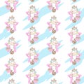 Cute Unicorn Ride Mono Cycle seamless pattern Illustration, ready for print