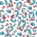 Cute unicorn seamless pattern. colorful objects repeating background for web and print purpose.