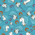 Cute unicorn seamless pattern. colorful objects repeating background for web and print purpose.