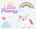 Cute unicorn on the sky background Royalty Free Stock Photo
