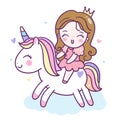 Cute Unicorn sleep vector on cloud pony cartoon for sweet dream pastel Royalty Free Stock Photo