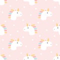 Cute unicorn and stars seamless pattern background