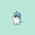 Cute unicorn with sunglasses cartoon